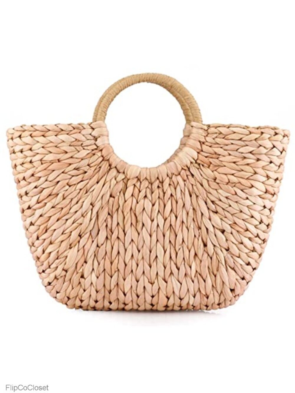 Handwoven Straw Rattan Tote Top-Handle Beach Bag